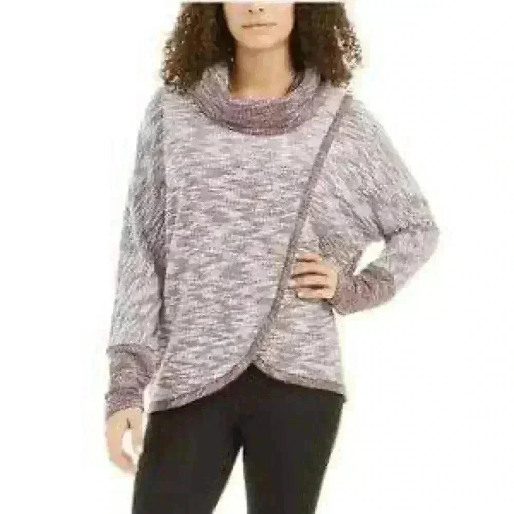 Calvin Klein Perform Burgundy Cowl Neck Cottage Core Athletic Sweater Top Size S